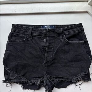 Hollister Black Jean Shorts Distressed Cut-Off Style